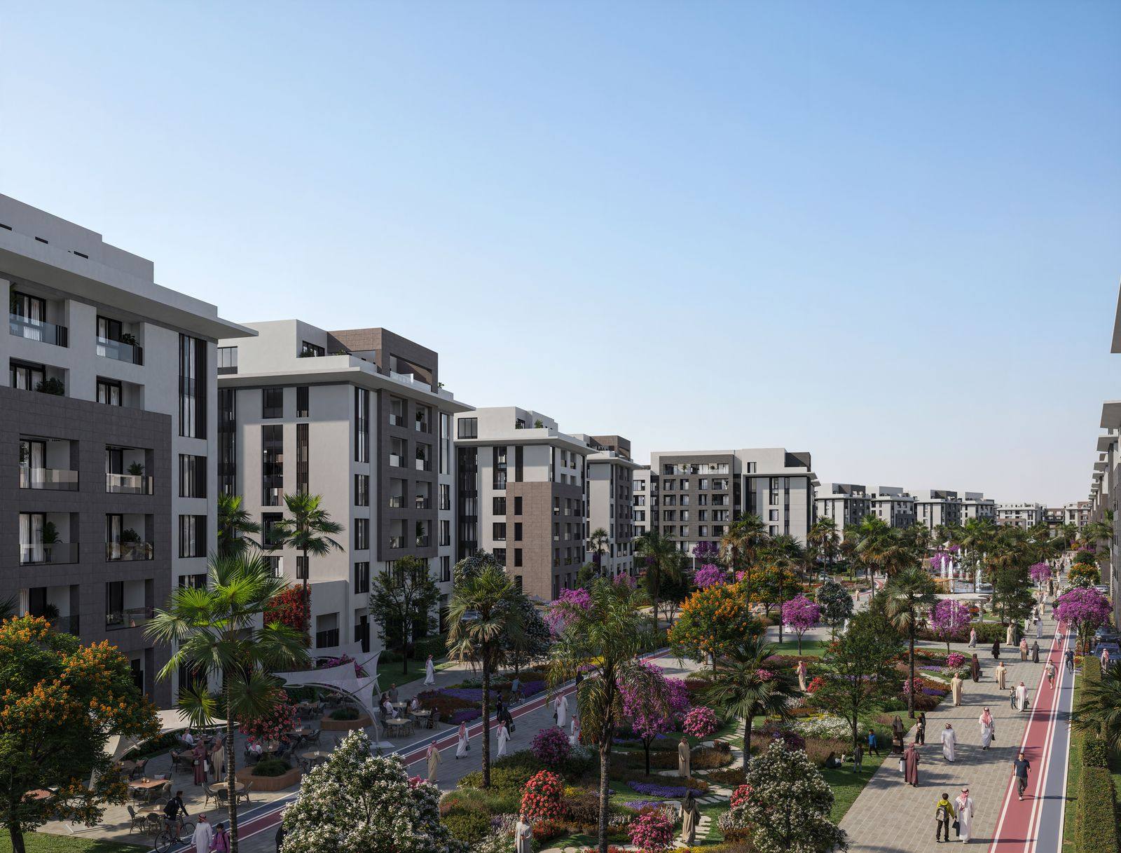 Al Alyaa residential street with cycle path
